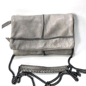 Cut N' Paste Slate Gray Leather Halo Tri Fold Crossbody Clutch Purse